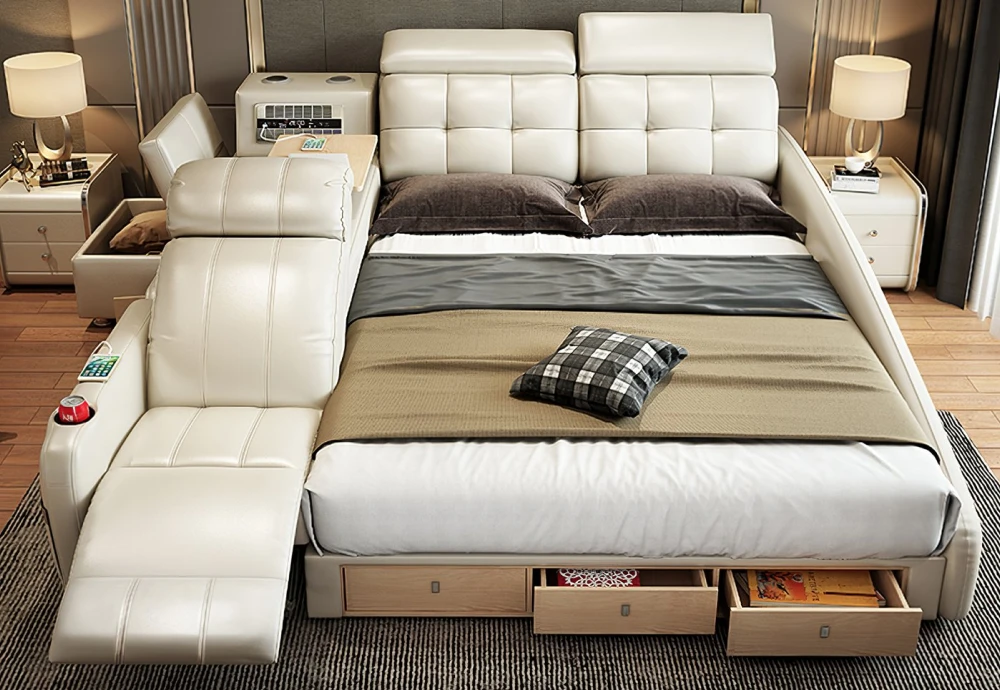 bed with storage around it